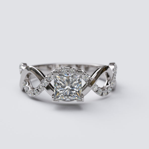 0.9ct Princess Cut Intertwined Gold Engagement Ring - 05GG24